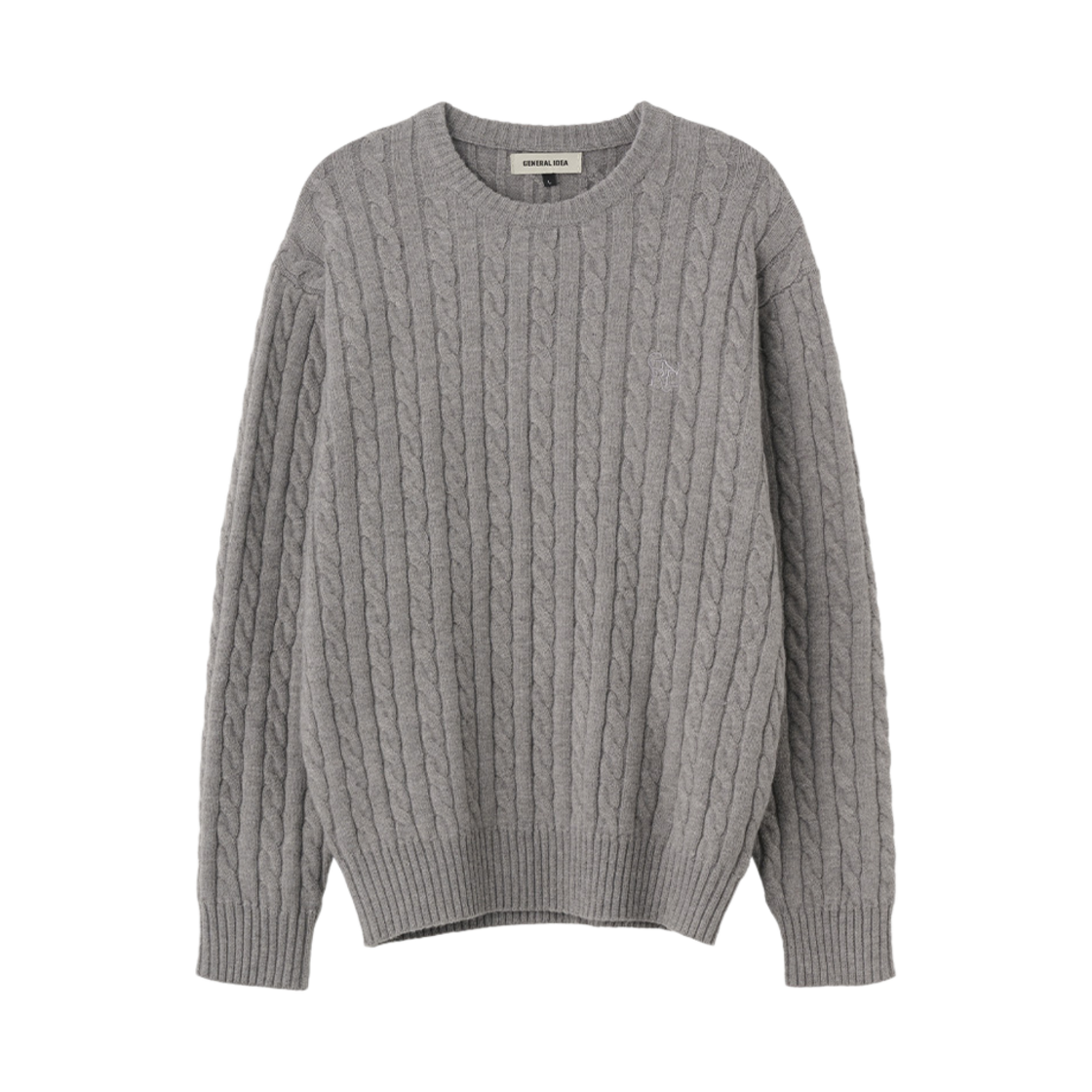 제너럴아이디어 맨 에센셜 울 케이블 풀오버 멜란지 그레이