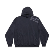 Balenciaga Outline Hoodie Oversized Black Faded