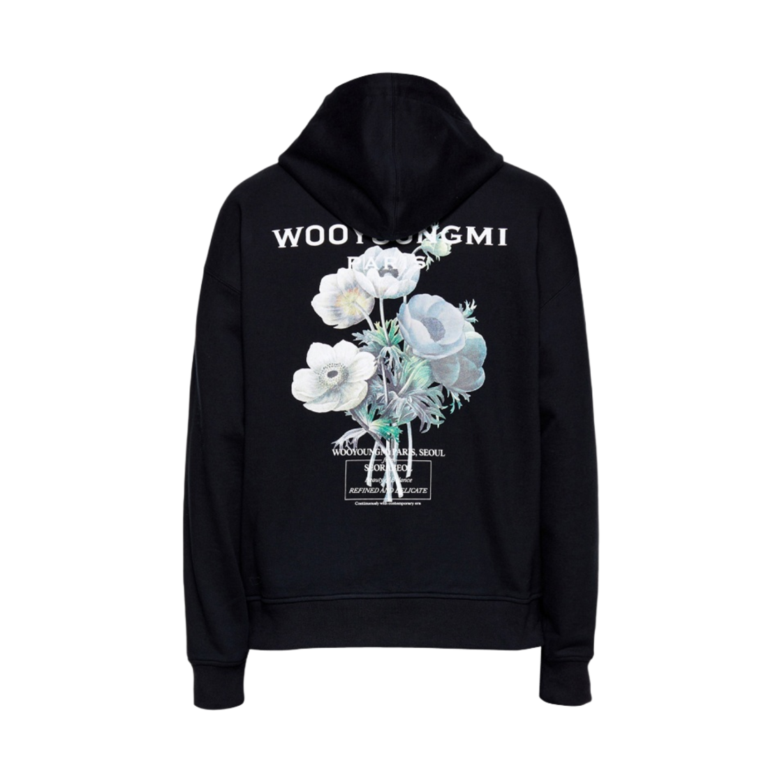 우영미 플라워 백로고 후드 블랙 - 23FW(Wooyoungmi Flower Back Logo Hoodie Black - 23FW)