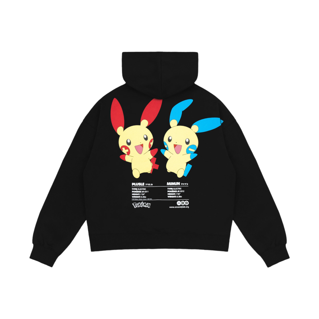 반디 더 핑크 x 포켓몬 플러시 & 마이농 후드 블랙(Vandy The Pink x Pokemon Plusle & Minun Hoodie Black)