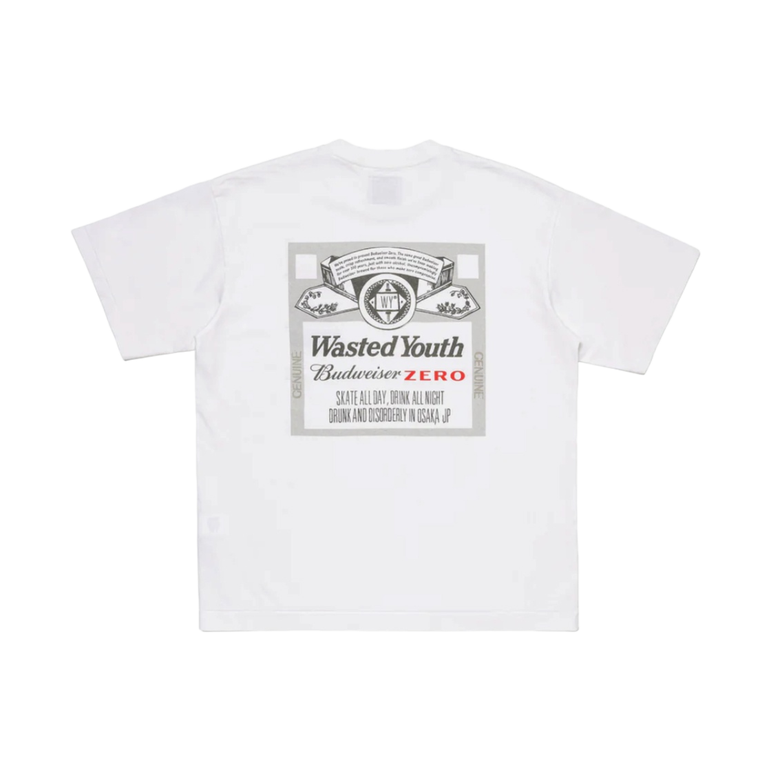 베르디 웨이스티드 유스 버드와이저 제로 티셔츠 화이트(Verdy Wasted Youth Budweiser Zero T-Shirt White)