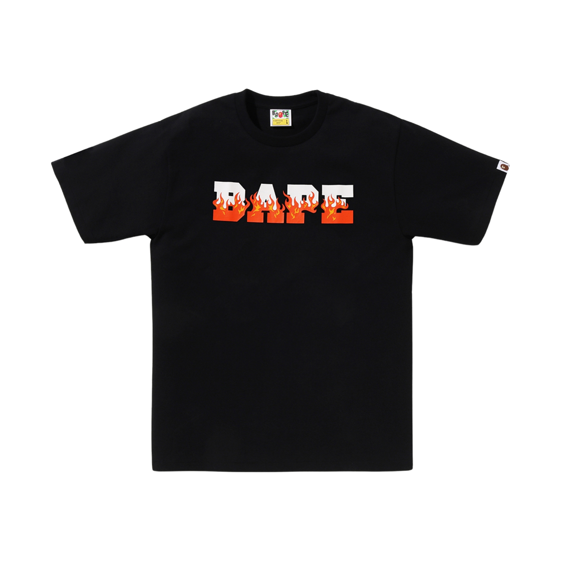 베이프 플레임 베이프 로고 티셔츠 블랙 레드(BAPE Flame BAPE Logo T-Shirt Black Red) - 1