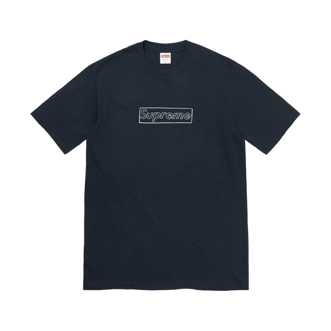 슈프림 x 카우스 초크 로고 티셔츠 네이비 - 21SS