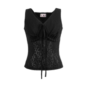 Roughneck Frill Tie Sleveeless Top Black