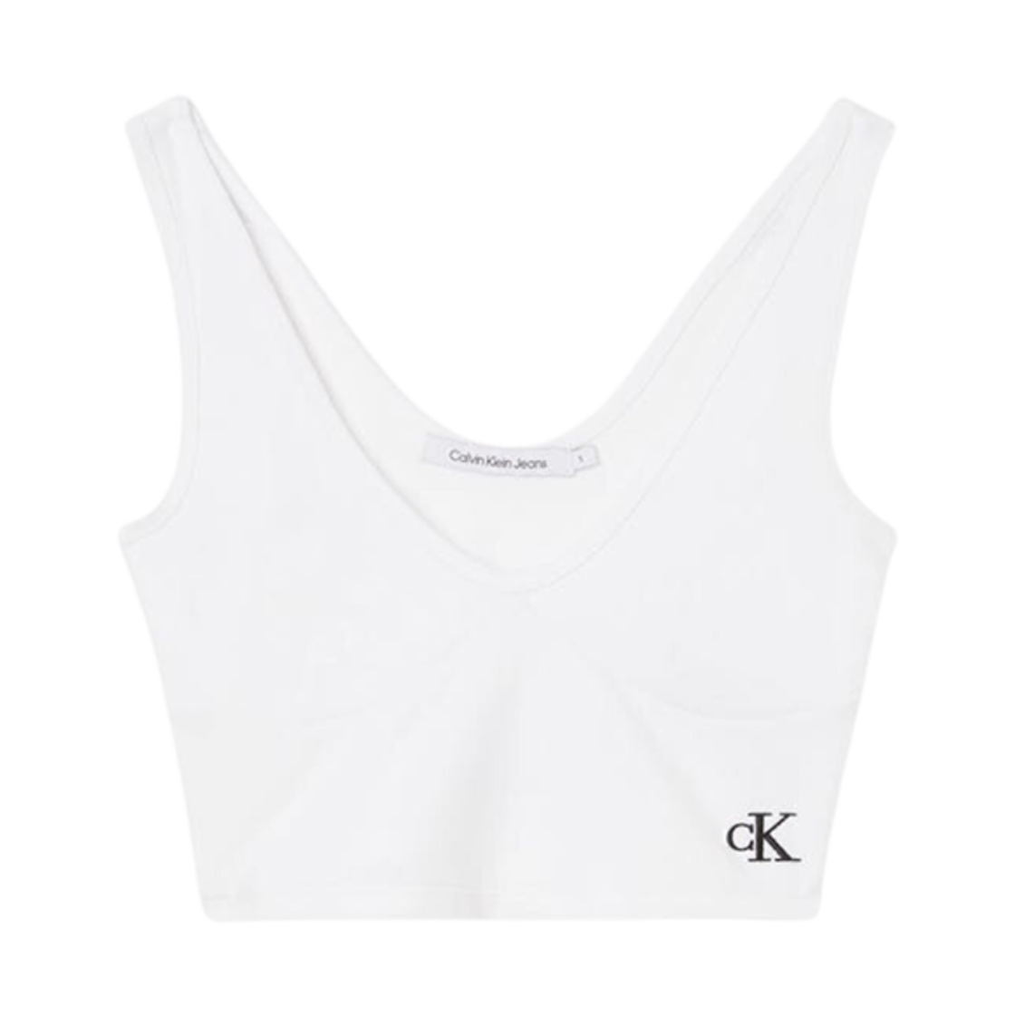 J20J218334YAF (W) Calvin Klein Slim Cropped Ribbed Tank Top White