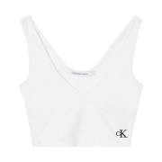 (W) Calvin Klein Slim Cropped Ribbed Tank Top White