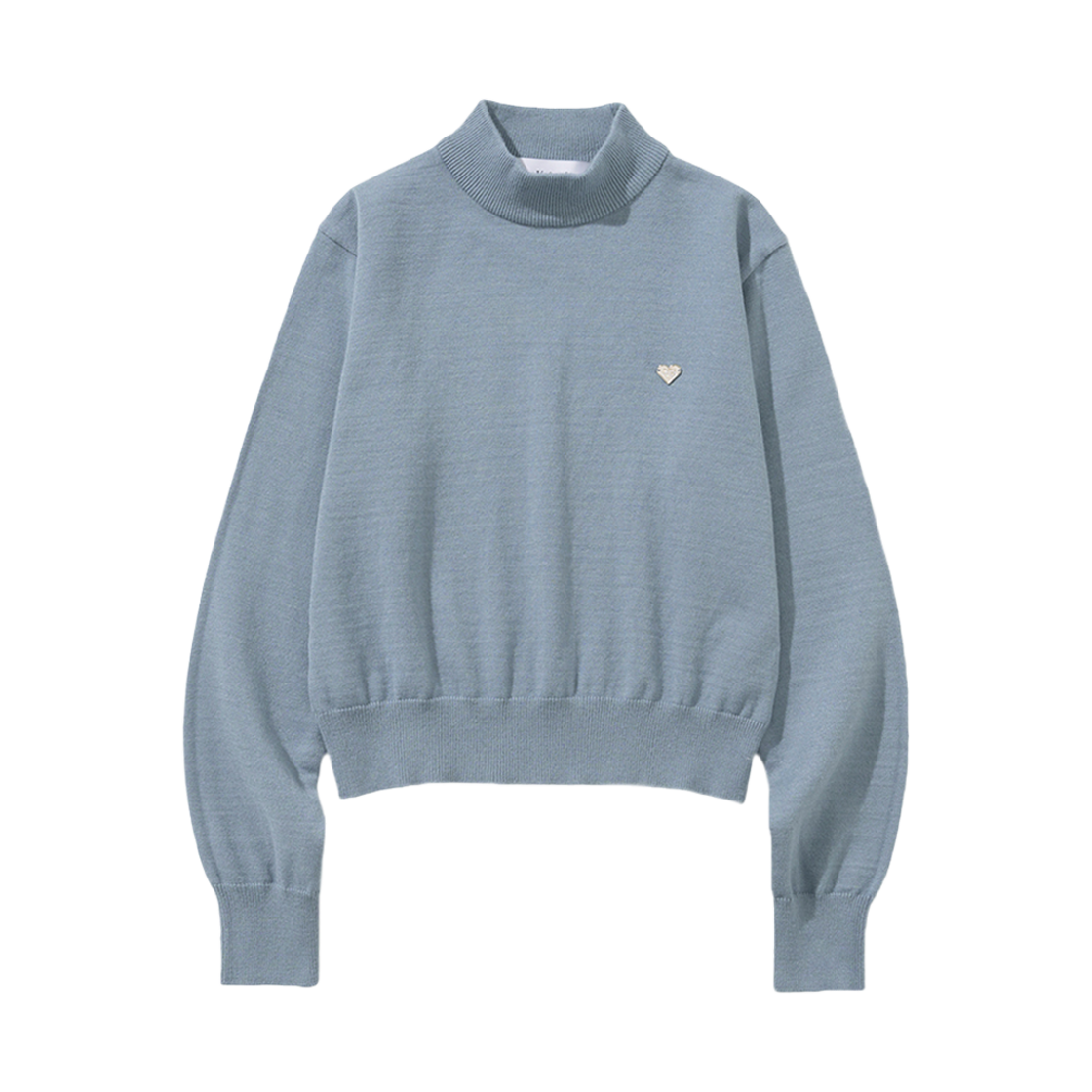 니티드 베이직 에센셜 워셔블 하프 폴라 니트 스톤 우먼 블루(Knitted Basic Essential Washable Half Polar Knit Stone Women Blue)