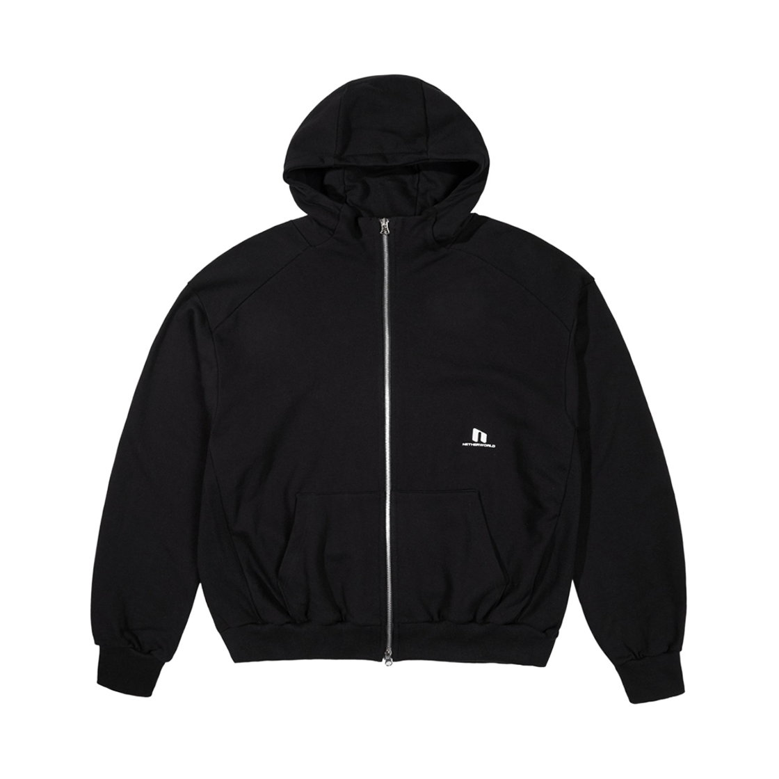 네더월드 스포티 로고 집업 후디 블랙(Netherworld Sporty Logo Zip Up Hoodie Black)