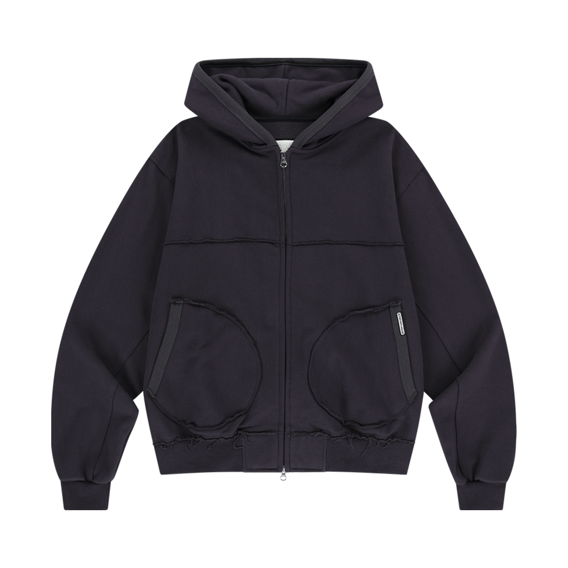 더바이닐하우스 컷 오프 후드 집업 퍼플(Thevinylhouse Cut Off Hoodie Zip-Up Purple)