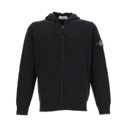 Stone Island 64251 Cotton Fleece Full Zip Hooded Sweatshirt Black - 23SS