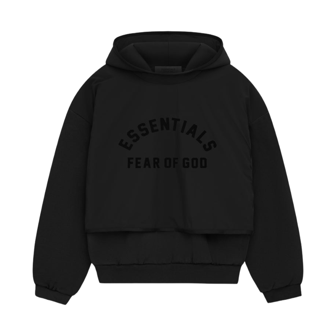 - Essentials Nylon Fleece Hooded Sweater Jet Black - 24SS