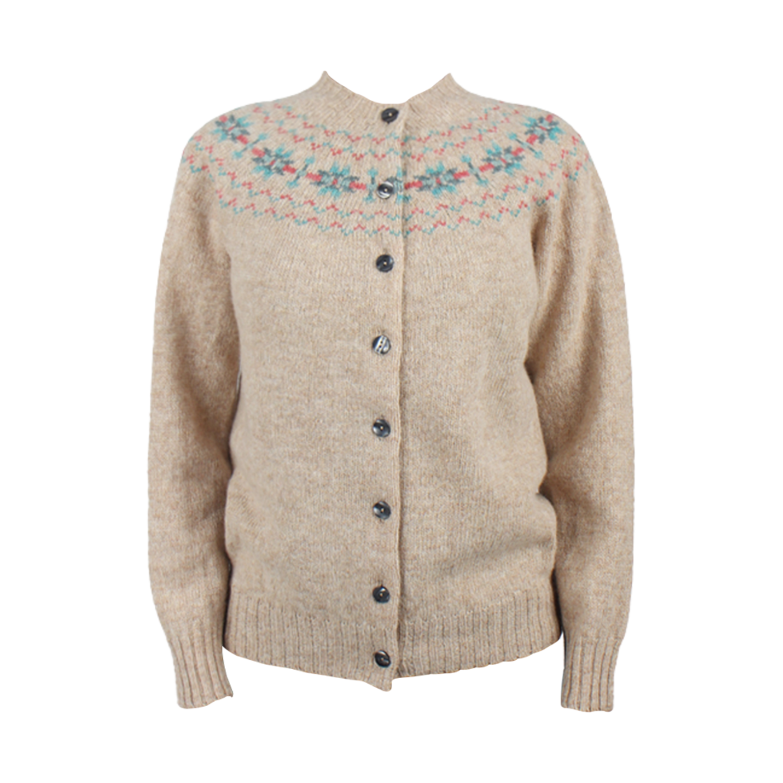 (W) 할리 오브 스코틀랜드 페어아일 가디건 터스크((W) Harley of Scotland Fairisle Cardigan Tusk) - 1