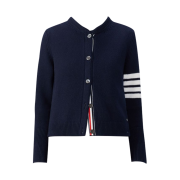 (W) Thom Browne Merino Wool 4-Bar Rose Icon Cardigan Navy