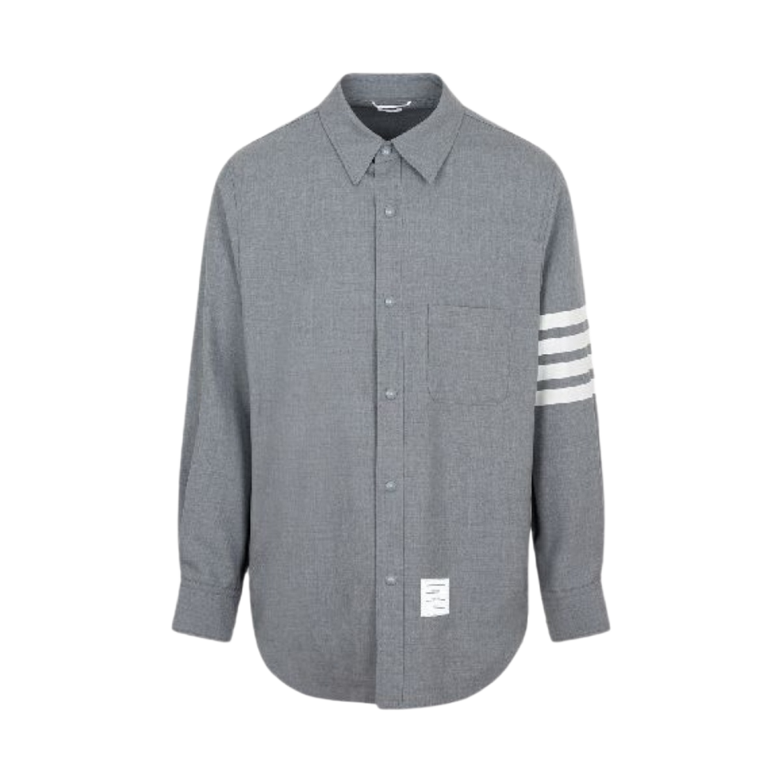 MJO055A-06146-035 Thom Browne Wool Snap Front 4-Bar Shirt Medium Grey
