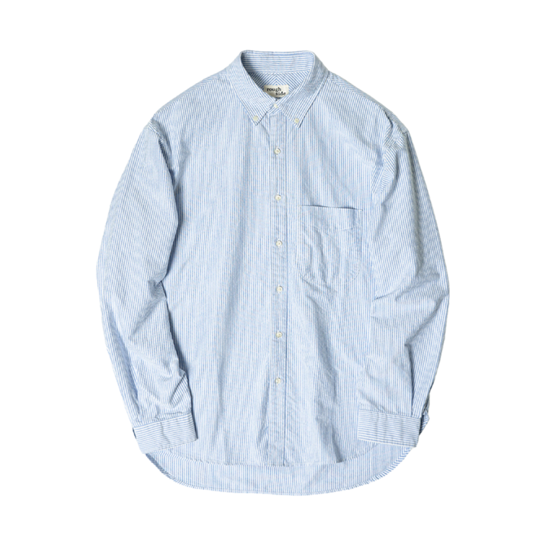 러프 사이드 셔링 옥스퍼드 셔츠 블루 스트라이프(Rough Side Shirring Oxford Shirt Blue Stripe)