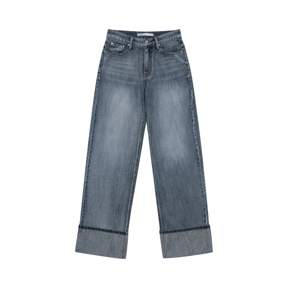 (W) 보헤미안 서울 와이드 롤업 데님 팬츠 레인 블루((W) Bohemian Seoul Wide Rollup Denim Pants Rain Blue)