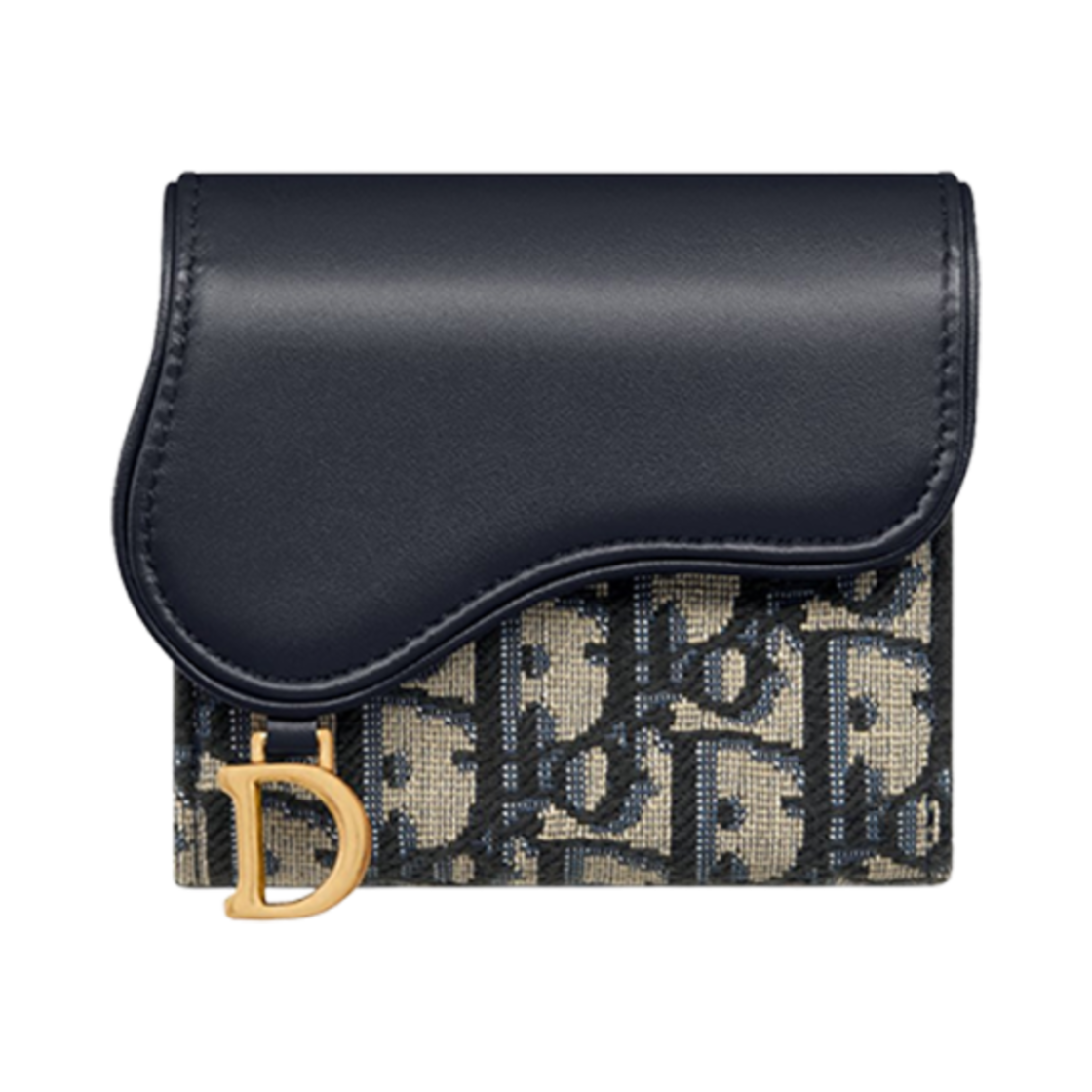 디올 새들 로터스 월렛 블루 디올 오블리크 자카드 앤 스무스 카프스킨(Dior Saddle Lotus Wallet Blue Dior Oblique Jacquard and Smooth Calfskin) - 1