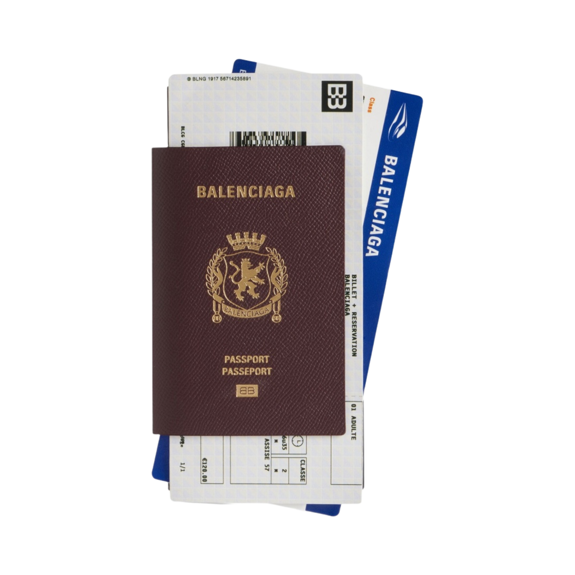 7877772AA3R6027 Balenciaga Passport 2 Tickets Long Wallet Dark Red