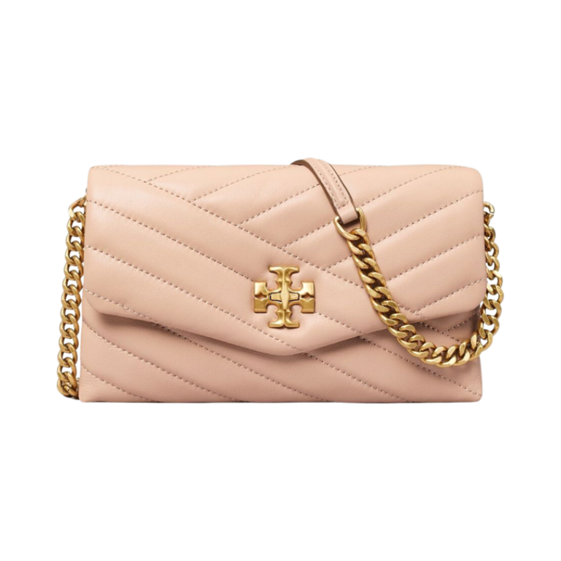 90343-288 Tory Burch Kira Chevron Chain Wallet Devon Sand