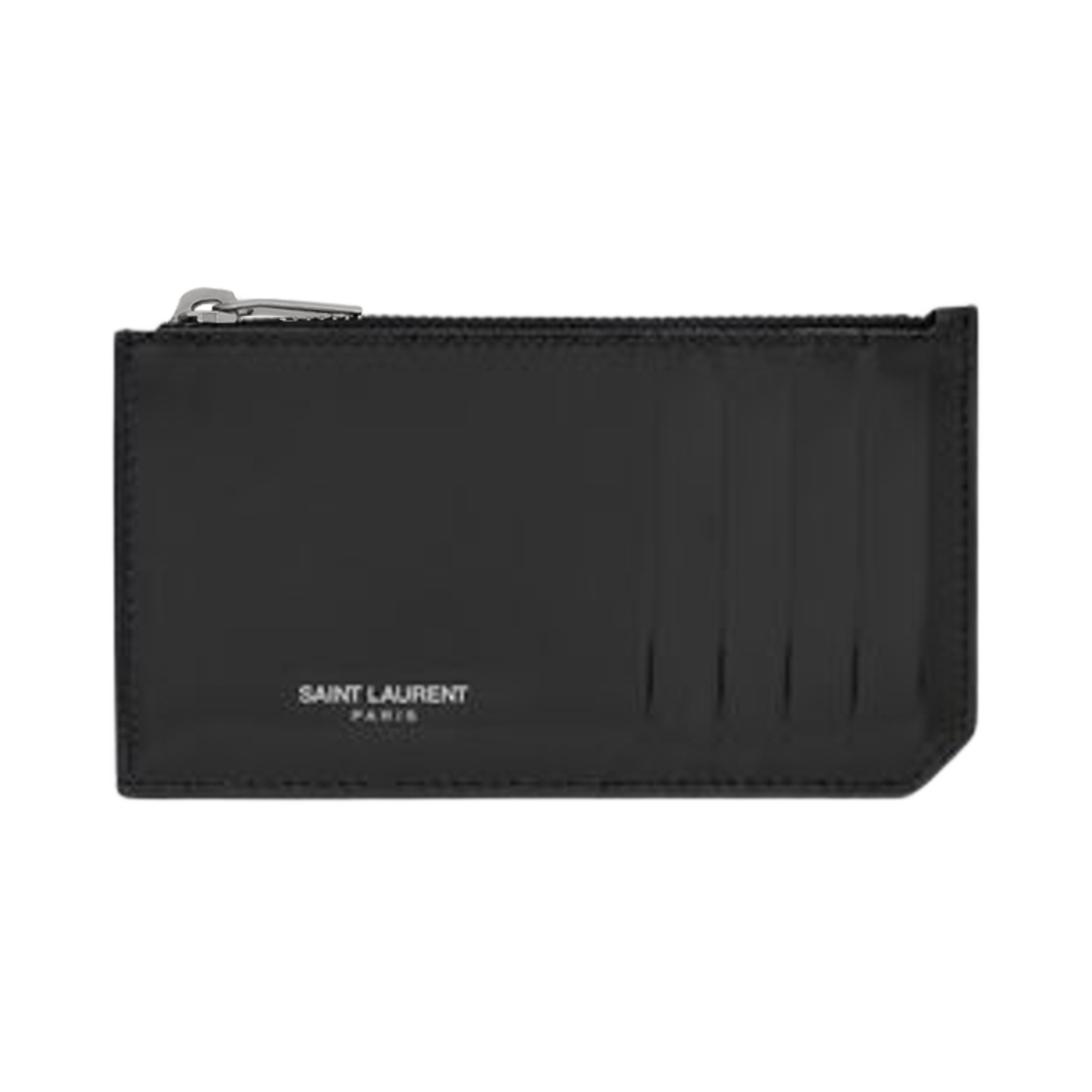 생로랑 파리 프라그먼트 집 카드 케이스 브러쉬드 레더 블랙(Saint Laurent Paris Fragments Zip Card Case In Brushed Leather Black) - 1