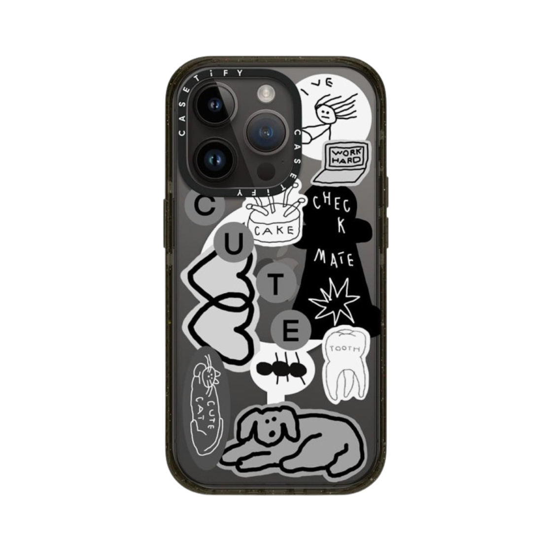 케이스티파이 아이폰 이나피 스티커 01 맥세이프 임팩트 케이스 클리어 블랙(Casetify iPhone Inap Sticker 01 MagSafe Impact Case Clear Black) - 2