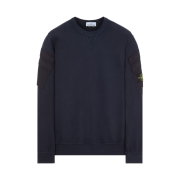 Stone Island 60577 Brushed Cotton Fleece Garment Dyed Double Pocket Crewneck Sweatshirt Navy Blue - 23FW