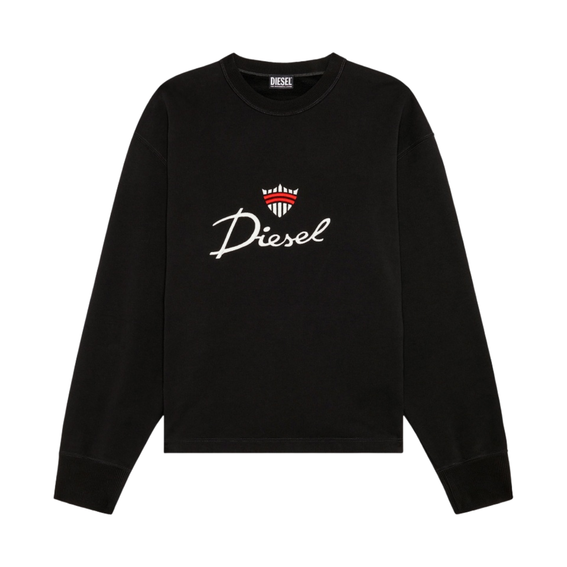 A090290CJAD-900 Diesel S-Macsless Sweatshirt with Embroidered Crown Logo Black - 대표 이미지 #1