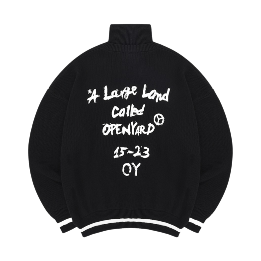 OYBCF1TO039BK OY Pola Zipper Paint Knit Sweatshirt Black