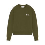 (W) Maison Kitsune Monochrome Double Fox Head Patch Adjusted Sweatshirt Khaki Grey