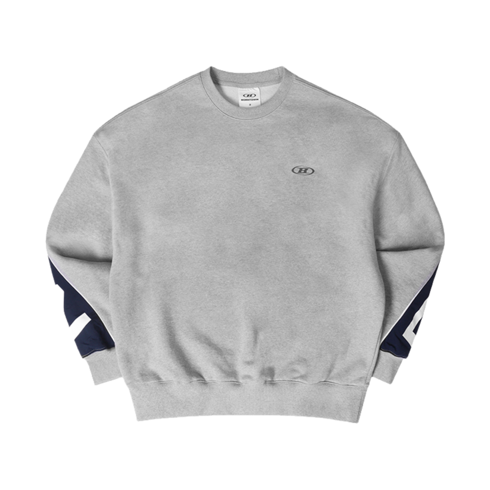 본투윈 나일론 믹스 볼드 스웨트 셔츠 그레이