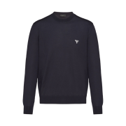 Prada Superfine Wool Crewneck Sweater Navy