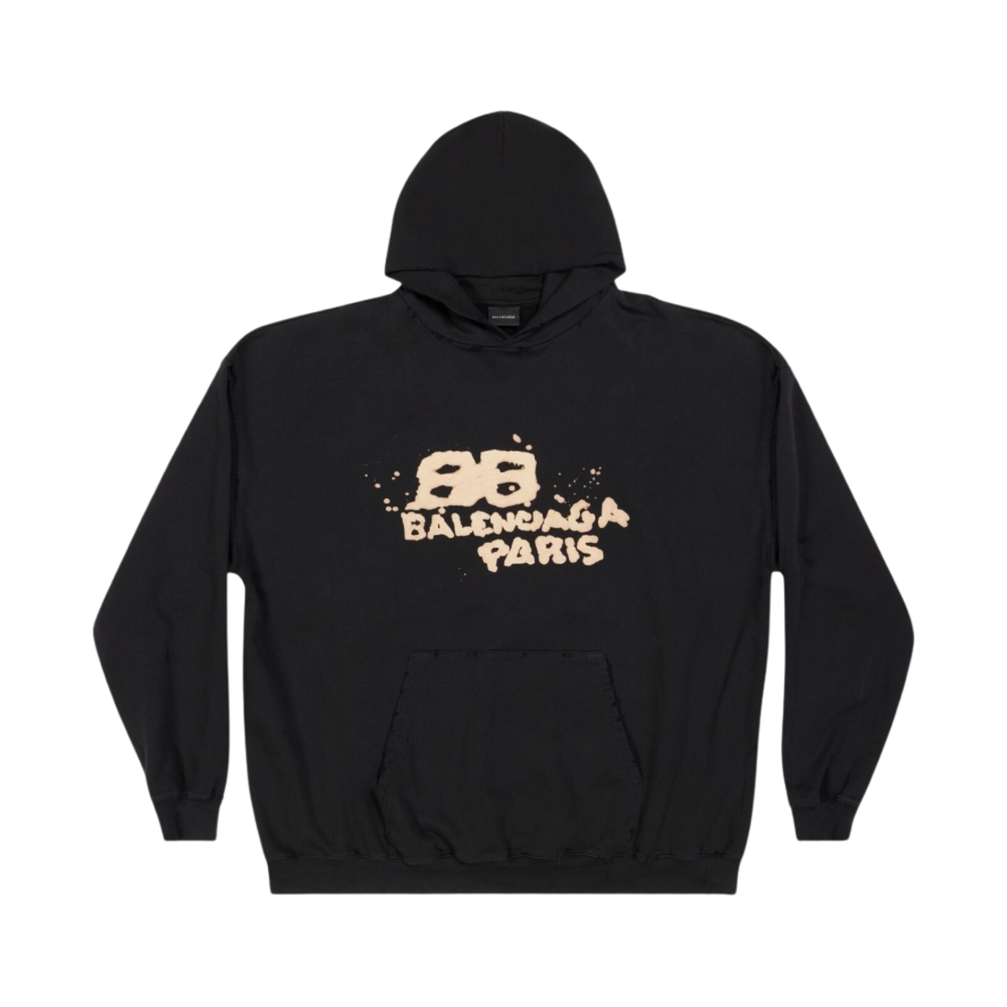 620973TNVQ11059 Balenciaga Hand Drawn BB Icon Hoodie Large Fit Black