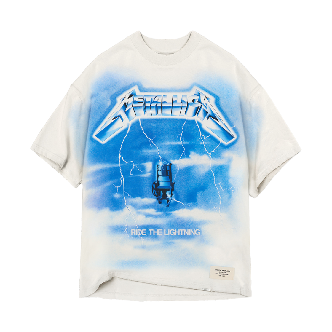 리프레젠트 x 메탈리카 라이드 더 라이트닝 SS 티셔츠 플랫 화이트 - 25SS(Represent x Metallica Ride The Lightning SS T-Shirt Flat White - 25SS)