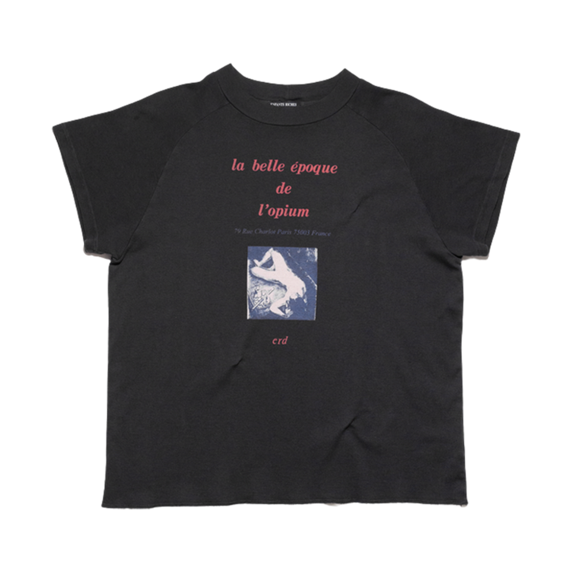 앙팡 리쉬 데프리메 벨 오피움 래글런 티셔츠 페이디드 블랙(Enfants Riches Deprimes Belle Opium Raglan T-Shirt Faded Black)