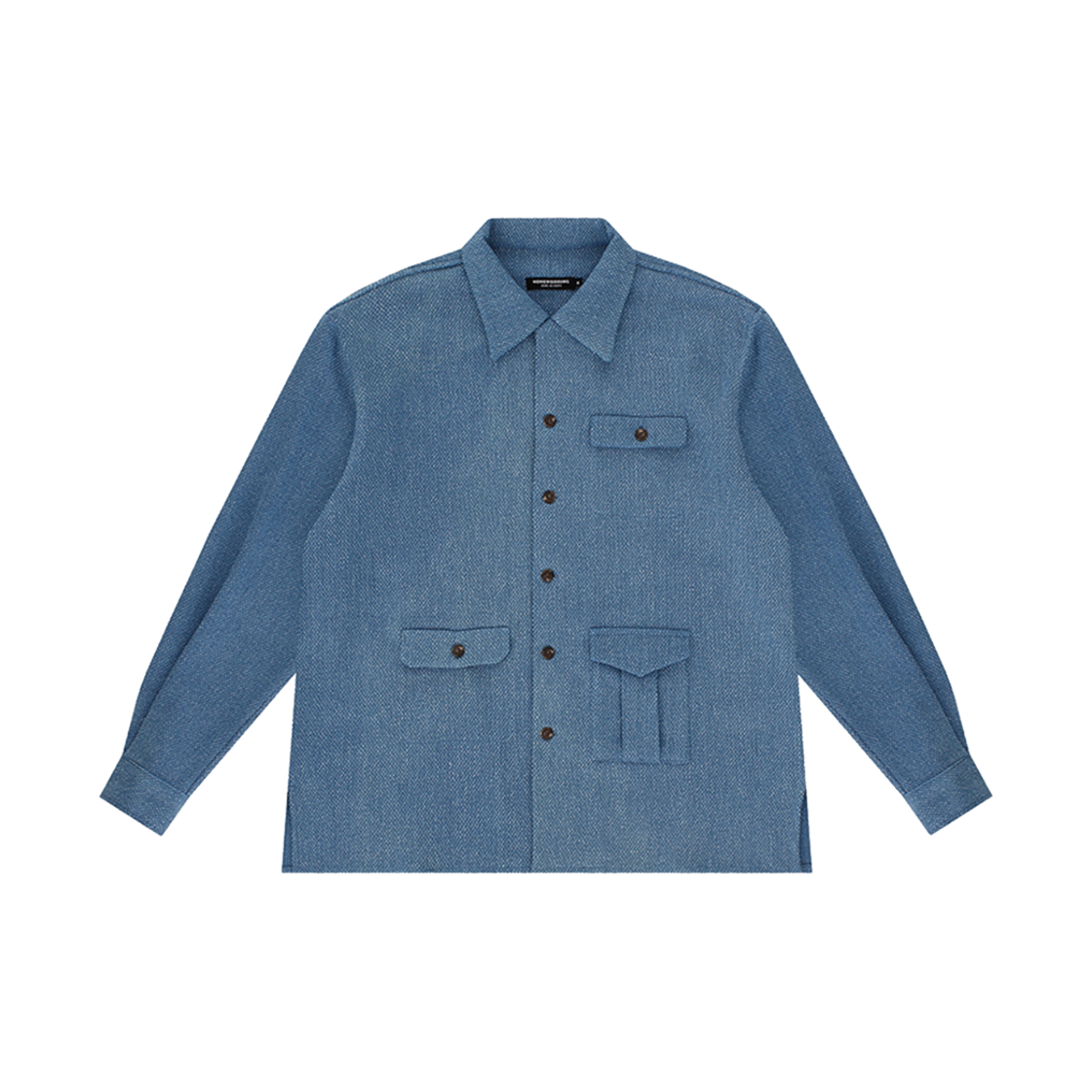 FW23SLS021LB Hongwoosung Loose Fit Workwear Open Collar Shirts Light Blue