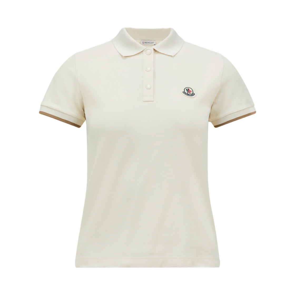 (W) 몽클레르 로고 패치 코튼 피케 폴로 셔츠 아이보리 - 25SS((W) Moncler Logo Patch Cotton Piquet Polo Shirt Ivory - 25SS)
