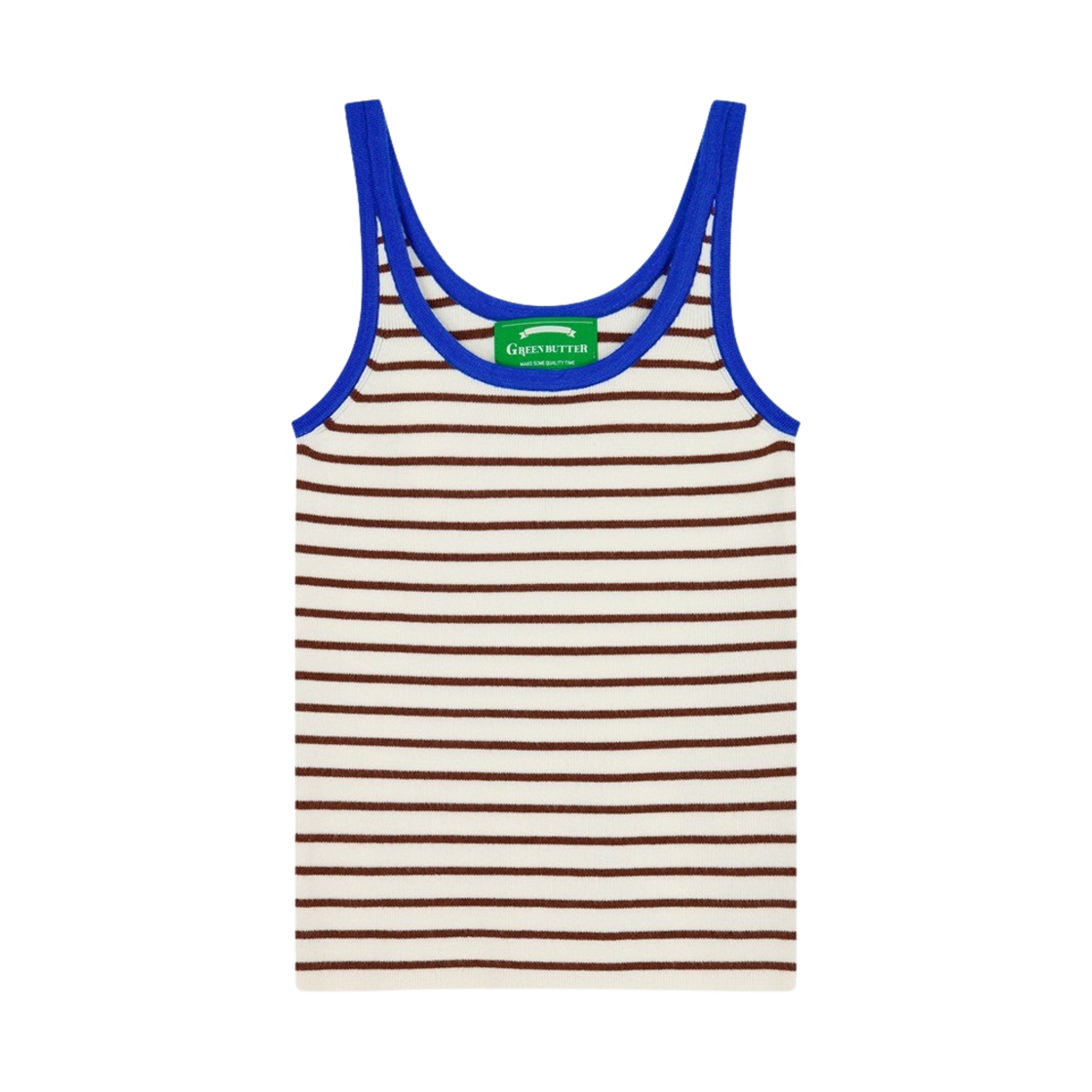 그린 버터 우먼 스트라이프 소다 슬리브리스 니트 블루(Green Butter Women Stripe Soda Sleeveless Knit Blue) - 1