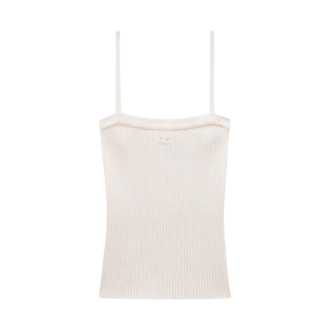 (W) 꾸레쥬 립 탱크탑 화이트((W) Courreges Rib Tank Top White) - 1