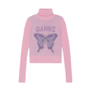 (W) Ganni Butterfly Roll Neck Wool Pullover Light Lilac