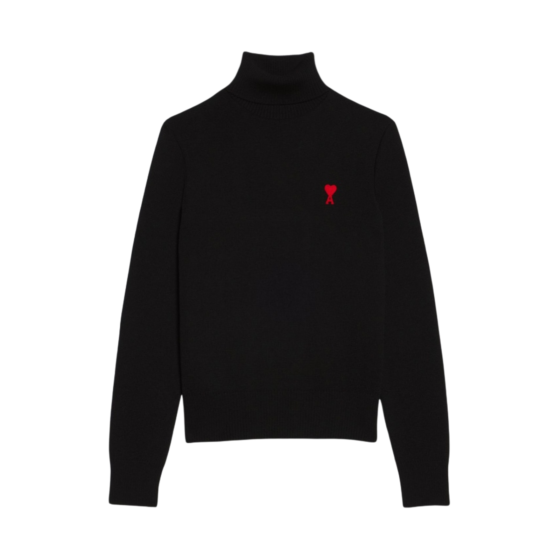 (W) 아미 스몰 하트 로고 터틀넥 스웨터 블랙((W) AMI de Coeur Turtleneck Sweater Black) - 1