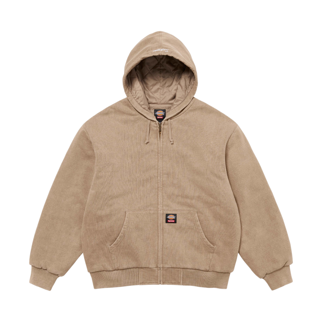 슈프림 x 디키즈 퀼티드 라인드 집업 후드 스웨트셔츠 라이트 탄 - 24FW(Supreme x Dickies Quilted Lined Zip Up Hooded Sweatshirt Light Tan - 24FW)