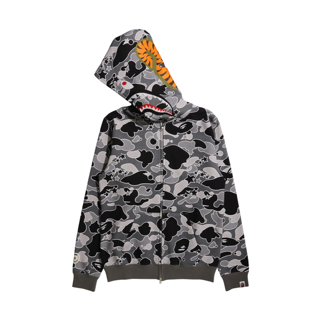 (W) 베이프 스타 카모 샤크 풀 집 후드 블랙((W) BAPE Sta Camo Shark Full Zip Hoodie Black) - 2