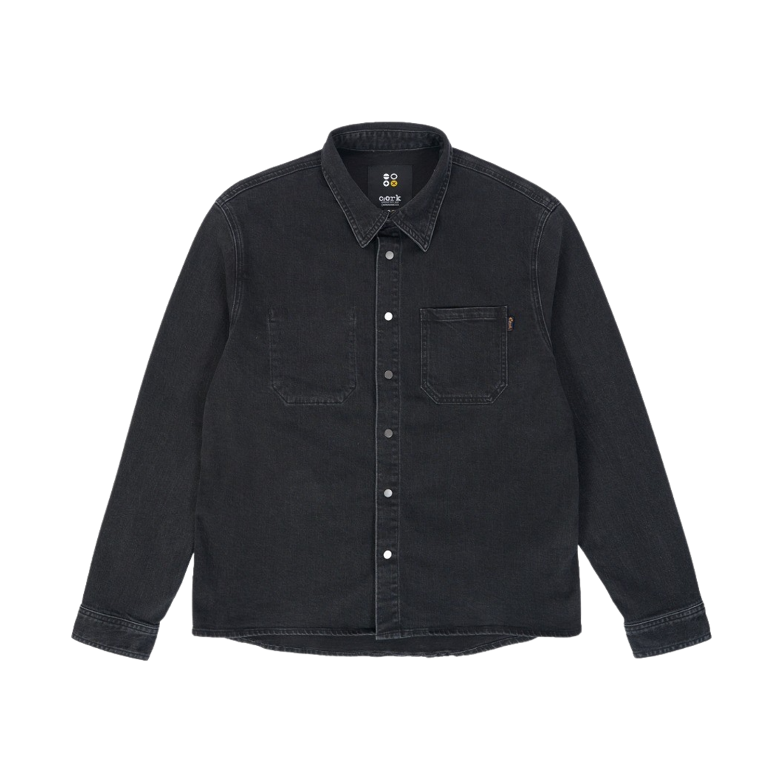 4S09SH41 Ryul+Wai: Denim Semi Over Fit Ston Washing Shirket Black