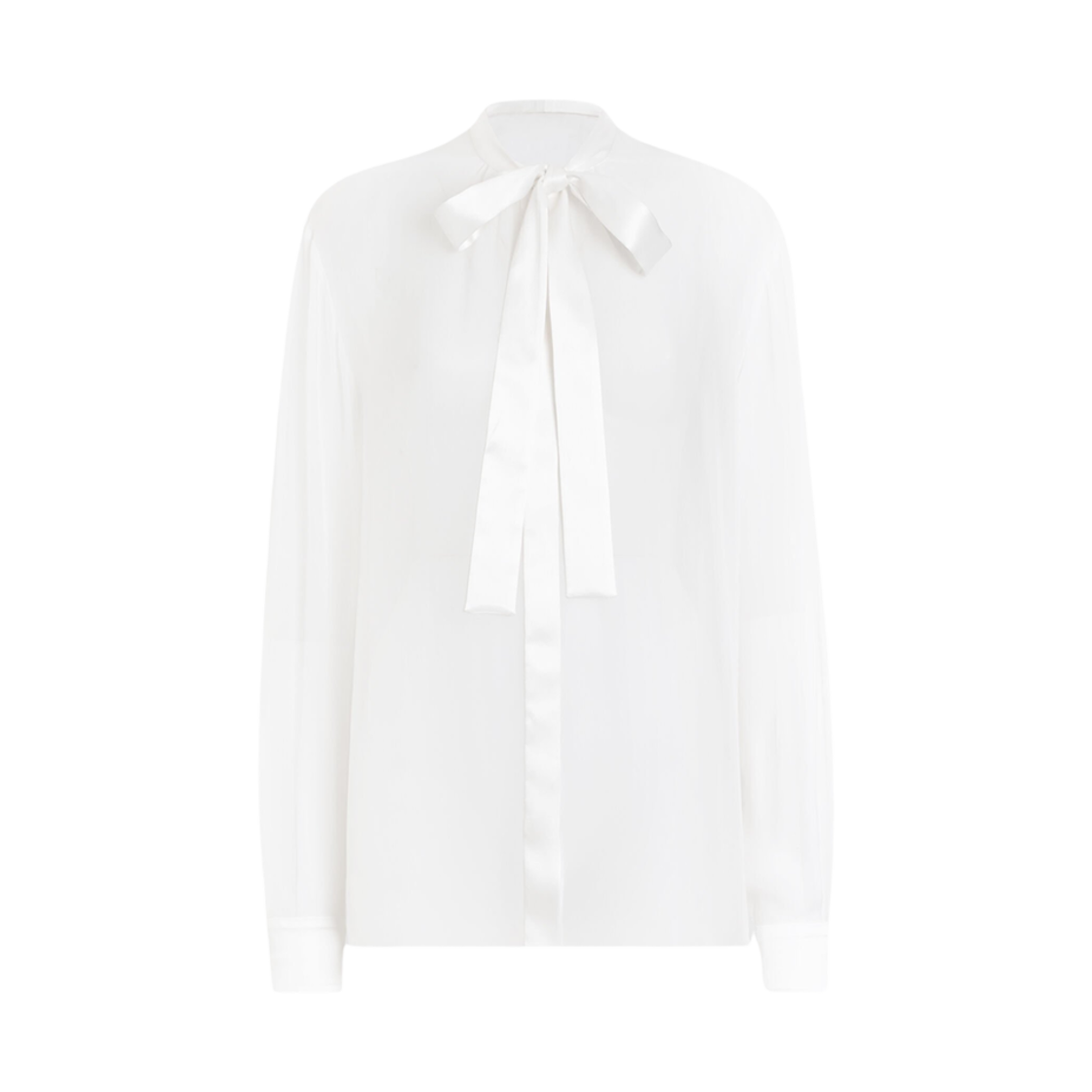F5T27TFU1ATW0800 (W) Dolce & Gabbana Tie Chiffon Pussy-Bow Shirt White