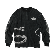 ETCE Bone Snake Henley Neck Waffle Knit Charcoal