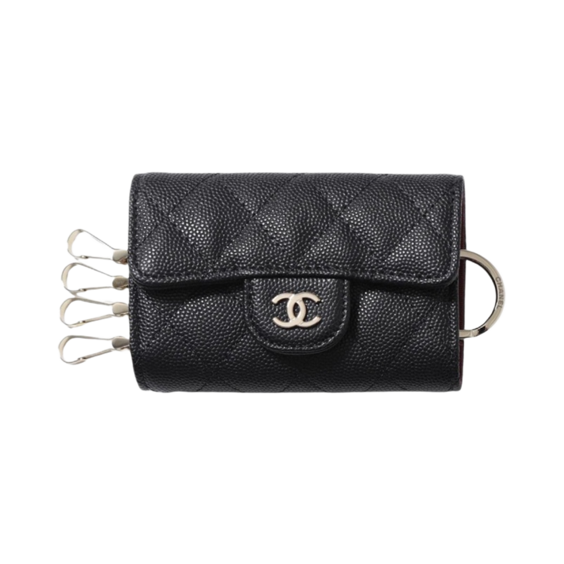 샤넬 클래식 플랩 키 체인 그레인드 샤이니 카프스킨 & 골드 메탈 블랙(Chanel Classic Flap Keychain Grained Shiny Calfskin & Gold Black) - 1