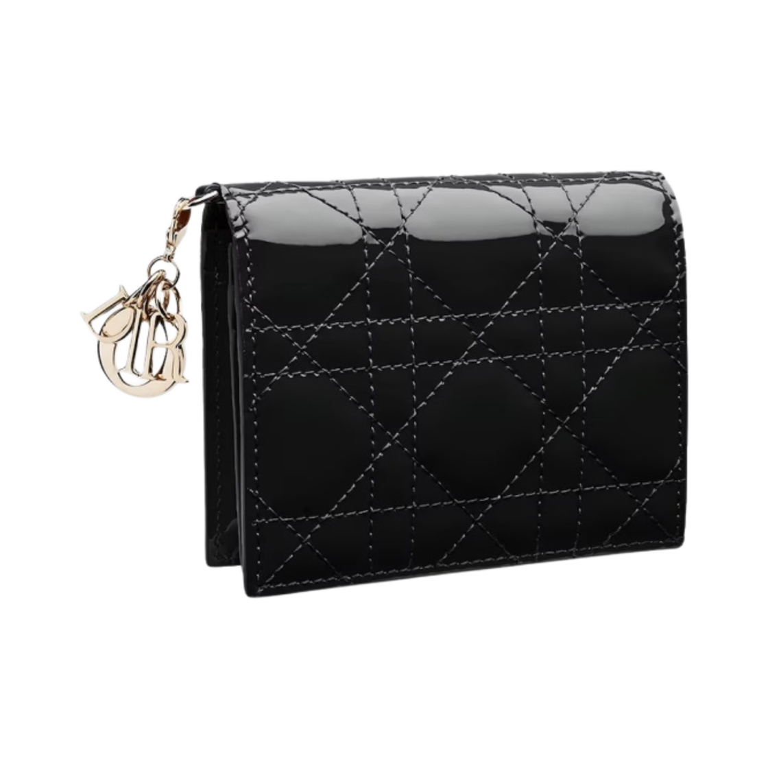 디올 미니 레이디 지갑 페이턴트 까나쥬 카프스킨 블랙(Dior Mini Lady Wallet Patent Cannage Calfskin Black) - 2