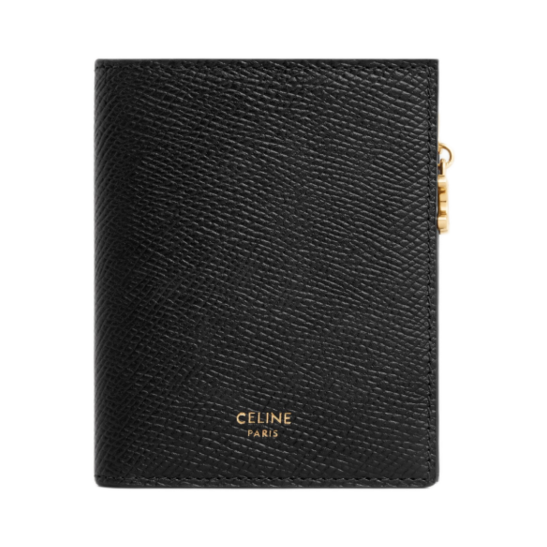 10M103FVO-38NO Celine Compact Wallet Triomphe Charms in Grained Calfskin Black