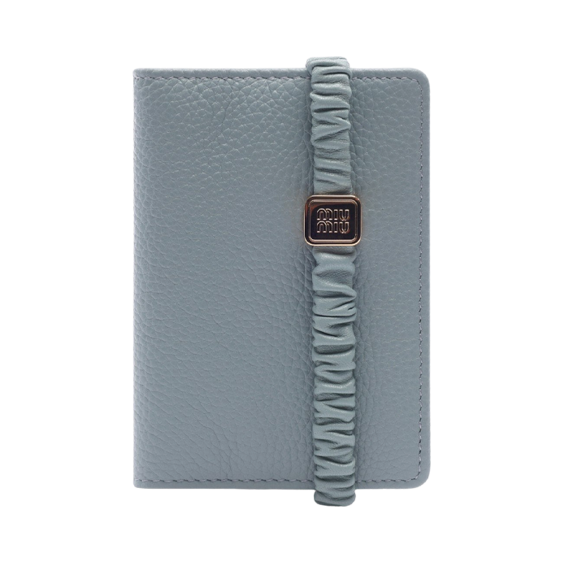 5MC103-2CSK-F03WB Miu Miu Logo Plaque Matelasse Effect Wallet Blue Beige