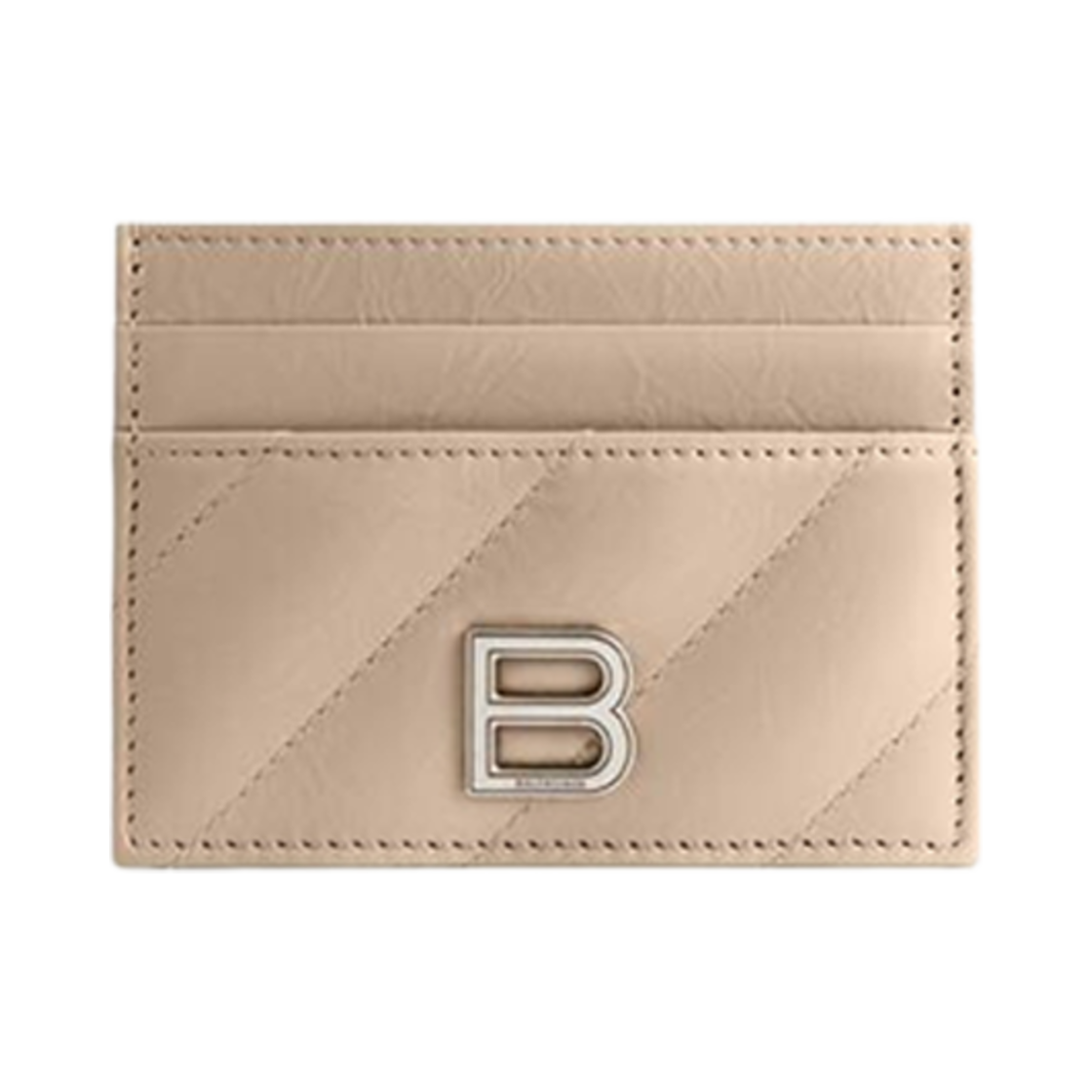 766467210J02906 Balenciaga Crush Card Holder Quilted Beige